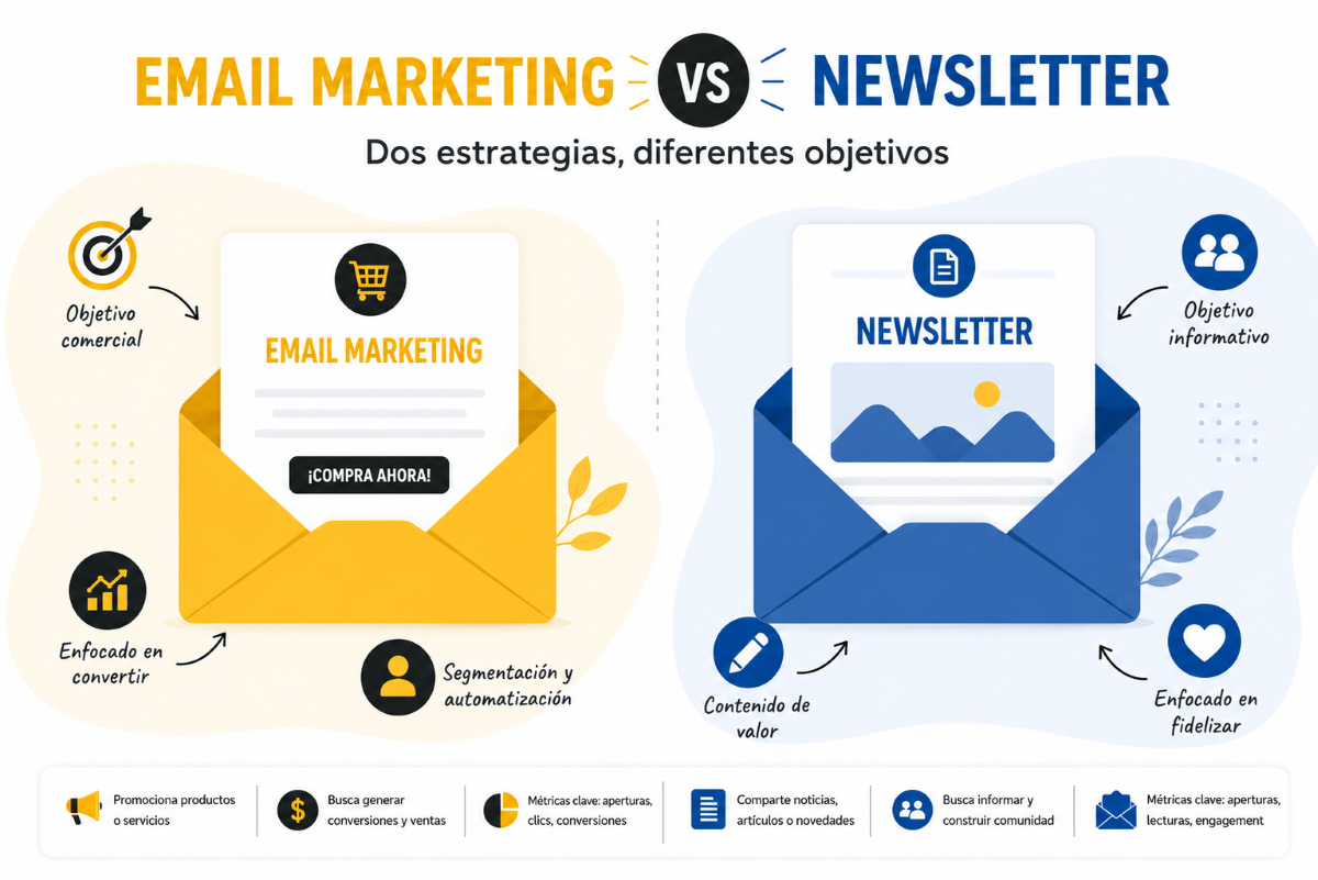 Diferencias entre email marketing y newsletter en una campaña de mailing

