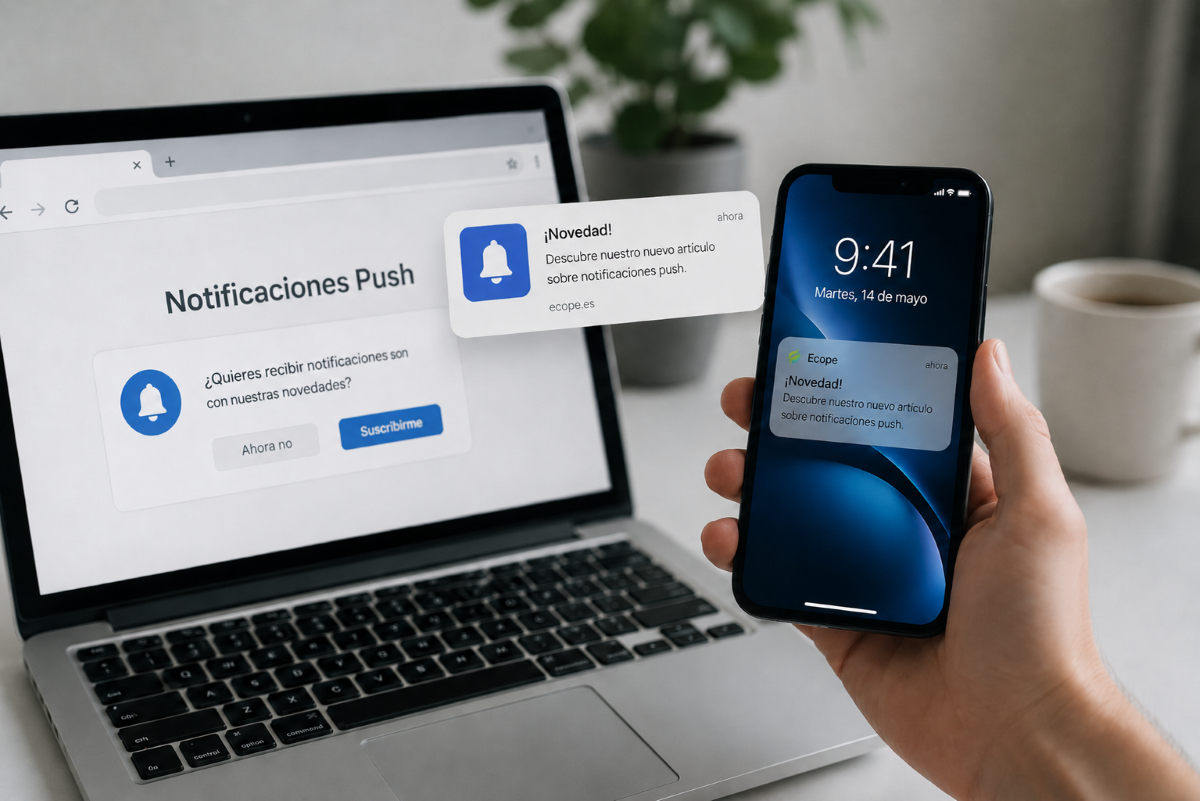 Ejemplo de notificaciones push en una página web y una aplicación móvil