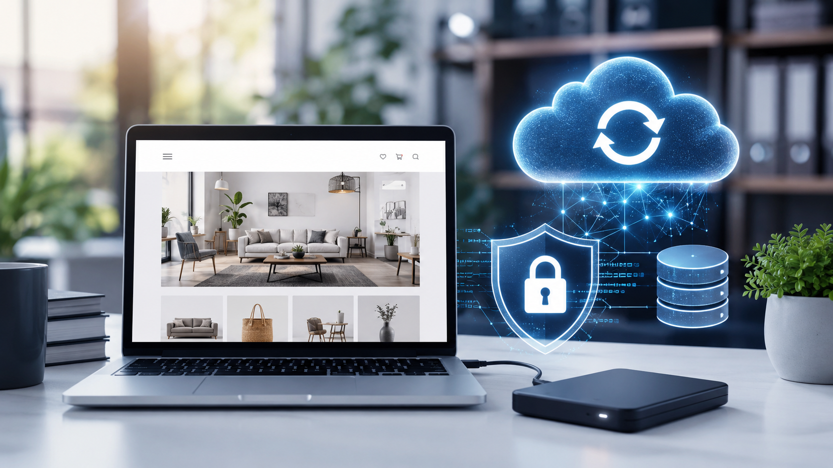 Copia de seguridad web protegiendo los datos de un negocio online