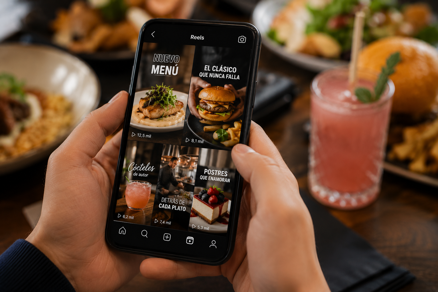 Contenido de Instagram y TikTok como parte del marketing para restaurantes