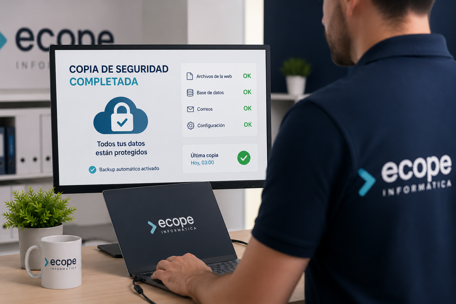 Servicio de mantenimiento web y copias de seguridad de Ecope