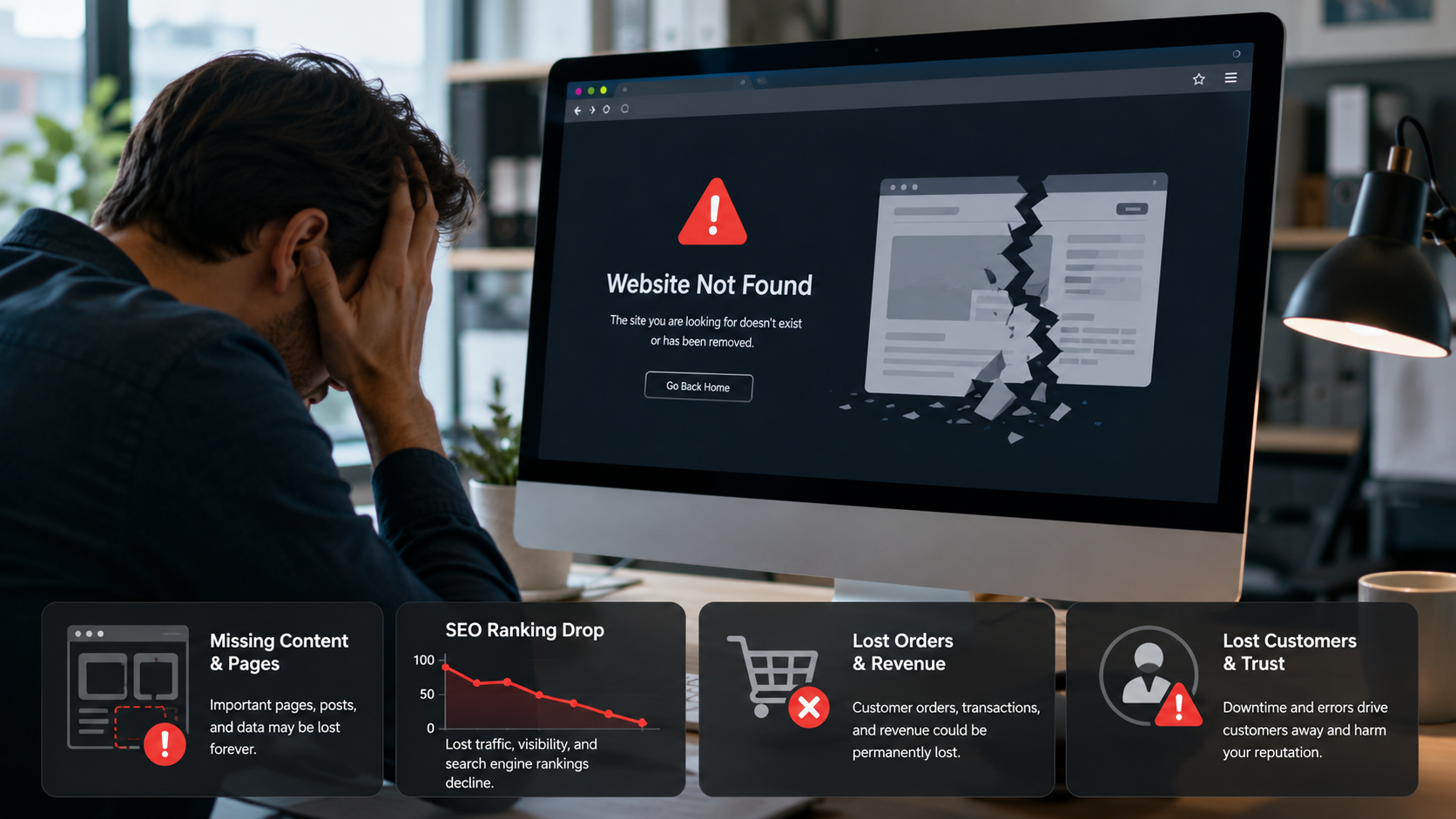 Consecuencias de perder una web sin copia de seguridad: contenido, SEO y pedidos